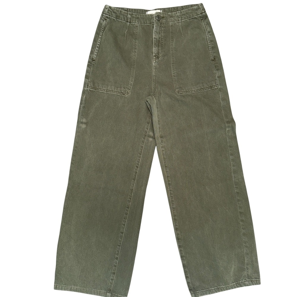 EUC Articles of‎ Society Wide Leg Crop Pants Utility Pockets Olive Green Size 29